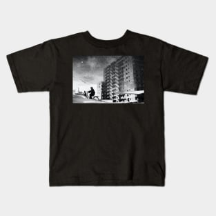 Lonely Ride through the Dark Night Kids T-Shirt